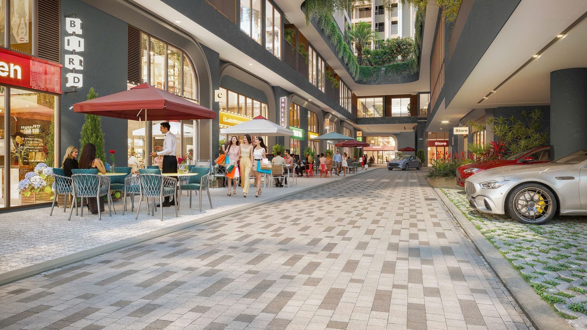 Phối cảnh phố thương mại shophouse sầm uất tại dự án Green Skyline